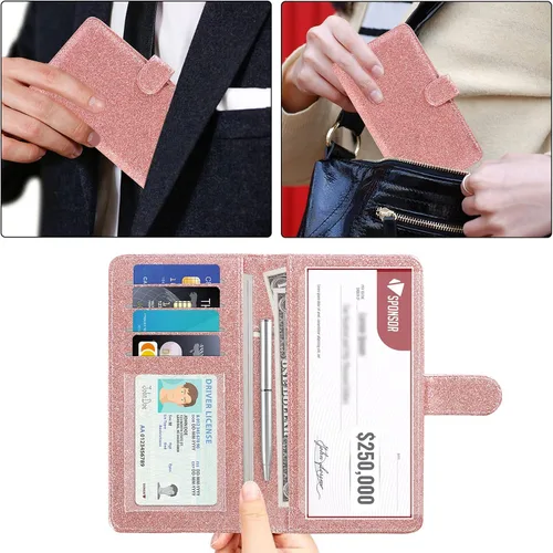 Miniatura 5 de ACdream Checkbook Cover, Leather RFID Blocking Check Book Wallet