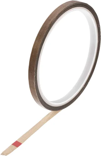 uxcell Cinta de tela revestida de PTFE de 0.236 in Cinta de alta temperatura marrón para selladores de vacío, mano e impulso Cinta adhesiva