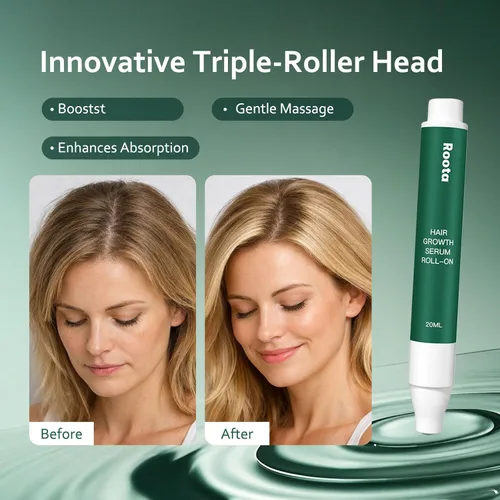 Miniatura 3 de Roota - Suero para el crecimiento del cabello Roll-On, suero de renacimiento del cabello nutre el cuero cabelludo para un cabello más grueso