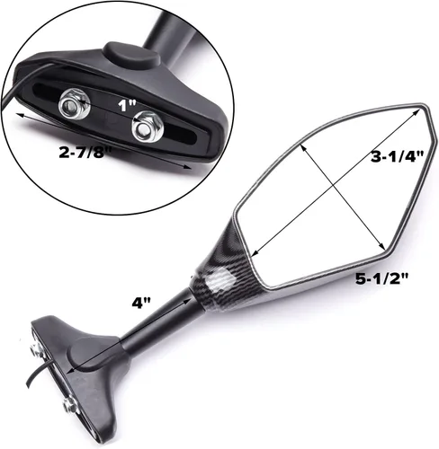 Miniatura 6 de Espejos Retrovisores con Indicadores LED de Señal de Giro para Motocicleta, para Motos de Carreras y Motos Deportivas (Carbono+Lente Ahumado)