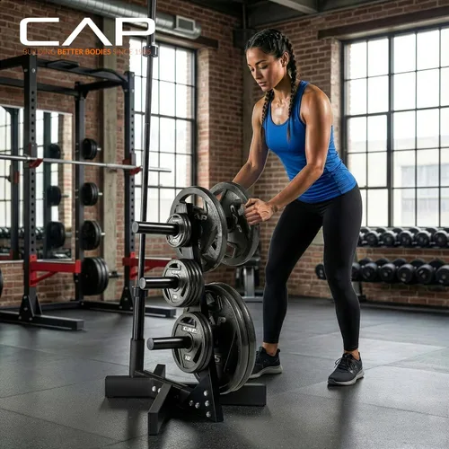 Miniatura 5 de CAP Barbell Estante de almacenamiento para árbol de placas olímpicas, varios