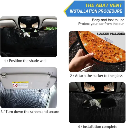 Miniatura 2 de Parasol plegable para parabrisas de automóvil con textura de purpurina naranja para bloquear los rayos UV, mantiene tu vehículo fresco