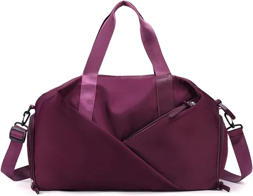 Bolsa deportiva de gimnasio de viaje con bolsillo húmedo y compartimento para zapatos para mujeres y hombres, Rojo -, Bolsa de yoga