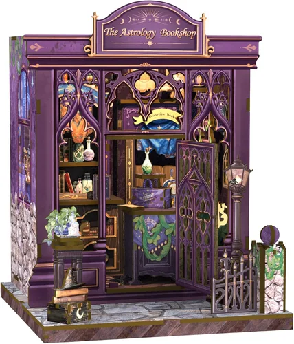 Miniatura 8 de CUTEBEE - Kit de rincón de libros - Kit de casa de muñecas en miniatura DIY para adultos y adolescentes, decoración de estantería de casa de libros