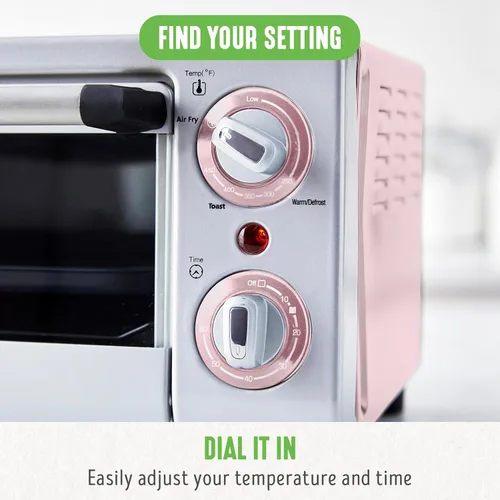 Miniatura 7 de GreenLife Horno tostador de encimera con freidora de aire de acero inoxidable, cerámica antiadherente saludable, libre de PFAS, bandeja y cesta, Rosa