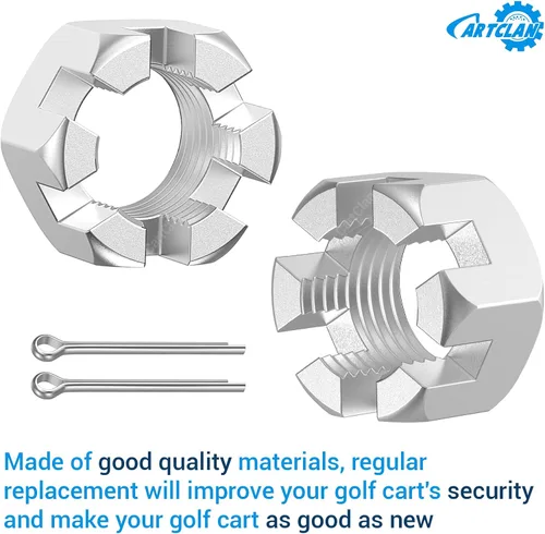 Miniatura 4 de CartClan - Juego de 2 tuercas ranuradas y clavijas para carrito de golf EZGO TXT 1976-2013, pieza de repuesto 5/8-1815483-G1/612928 3010387-G1