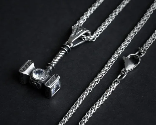Miniatura 30 de Viking Thors Hammer Necklace Pendant - Vegvisir Aegishjalmur Helm of Awe Raven Huginn Muninn Pendant Necklace Amulet Talisman - Thor Necklace
