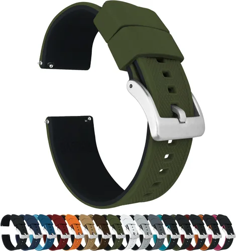 Barton - Correas élite de silicona para reloj, de liberación rápida, elige el color de la correa y de la hebilla (acero inoxidable, PVD negro o gris