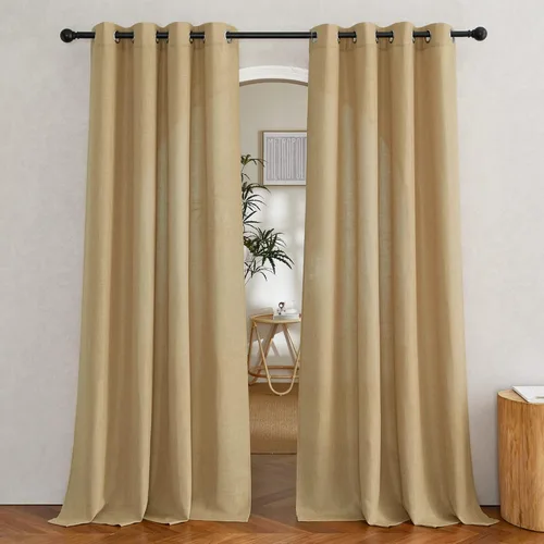 Miniatura 138 de NICETOWN Cortinas de lino traslúcidas con textura de lino de 84 pulgadas de largo, con ojales semitraslúcidos, tratamientos de ventana, privacidad