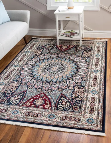 Miniatura 26 de Unique Loom Colección Narenj - Adams - Alfombra ovalada (2 pies 2 pulgadas x 3 pies 1 pulgada, color azul/borgoña)