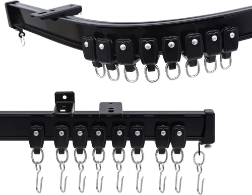 Miniatura 14 de MaKefeile Sistema de rieles de cortinas de techo, rieles de cortina flexibles y flexibles para montaje en techo, riel deslizante de aluminio Blanco