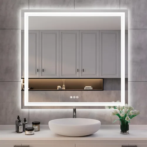Miniatura 69 de ISKM Espejo LED con marco para baño de 40"x30", espejo de baño LED regulable con luces, antivaho, espejo iluminado frontal y retroiluminado de 3