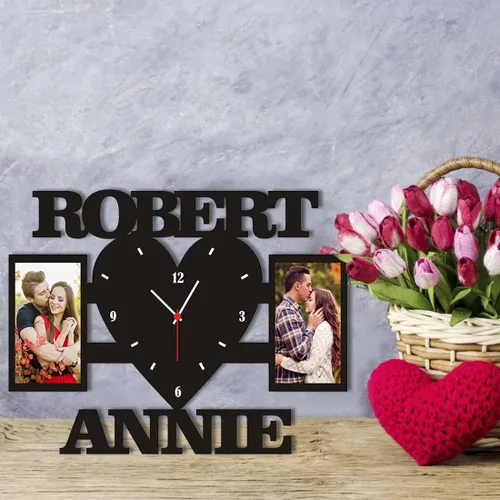 Miniatura 8 de Marco de fotos para parejas, reloj de pared personalizado con nombre de foto, sala de estar, dormitorio, collage para colgar en la pared, foto