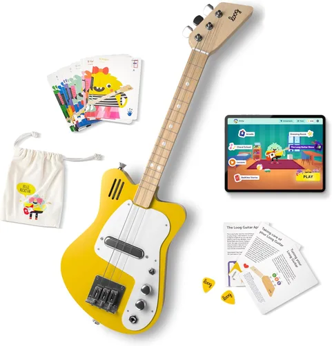 Miniatura 9 de Loog - Guitarra eléctrica mini para niños principiantes con amplificador incorporado, a partir de 3 años, aplicación de aprendizaje y lecciones Verde