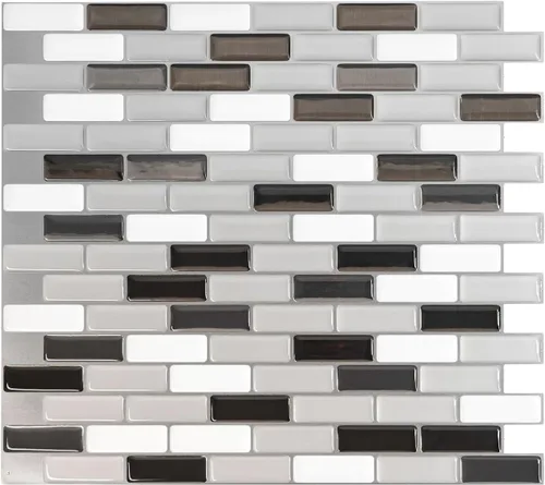 SMART TILES Azulejo protector contra salpicaduras despegable y adhesivo - 5 hojas de 9.1" x 10.2" - Azulejo adhesivo 3D despegable para protector