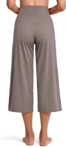 Miniatura 4 de Promover Pantalones capri para mujer de pierna ancha para yoga, recortados, con bolsillos, holgados, casuales, pantalones de verano