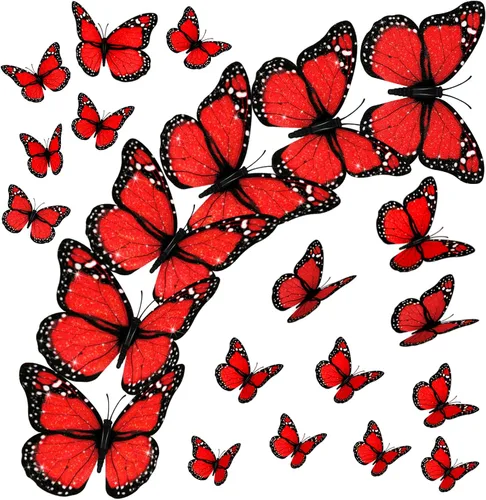 Decoración de mariposa monarca de 4 tamaños, decoración de pared de Halloween, calcomanía magnética 3D de mariposa monarca para manualidades, hogar,