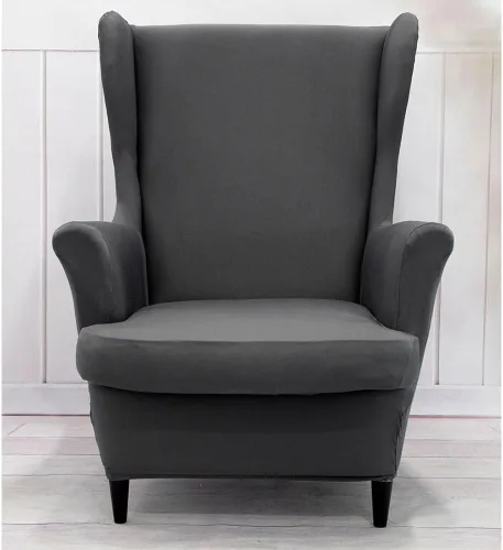 Miniatura 2 de Morbuy Funda para silla Wingback, 2 piezas, lavable, elástica, con respaldo de ala, fundas para silla con brazos para sala de estar, dormitorio