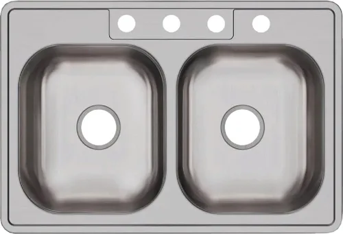 Miniatura 16 de Dayton D233221 Equal - Fregadero de acero inoxidable con doble tazón, 33 x 22 x 6.5 pulgadas