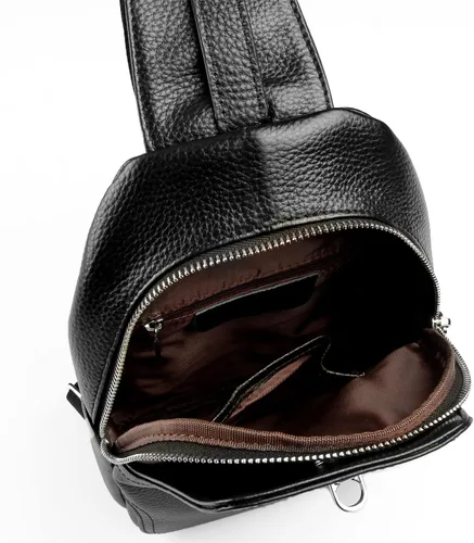 Miniatura 7 de DK86 Mochila bandolera de cuero para el pecho bolso cruzado para el hombro mochila de viaje para hombres y mujeres Negro 1 Mochilas Daypack