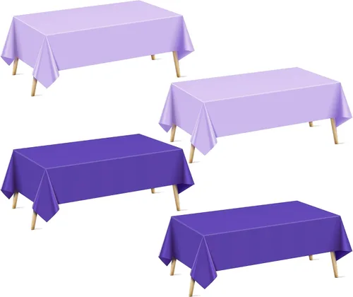 Miniatura 28 de Mantel rectangular de la serie azul y verde, 4 piezas, 54 x 72 pulgadas, color sólido, impermeable y a prueba de derrames, mantel de plástico