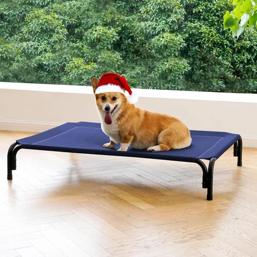 Miniatura 11 de Cama Elevada para Perros Catre Elevado para Perros al Aire Libre para Perros Medianos, la Instalación No Requiere Herramientas, Marco con Malla