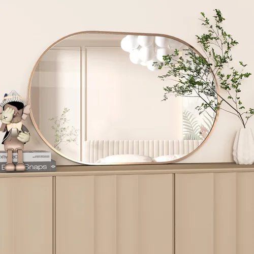 Miniatura 6 de Espejo ovalado de baño, espejo de tocador de pared con cápsula, espejos de píldora de 24 x 36 pulgadas montados en pared, espejo grande y moderno
