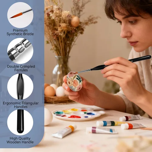 Miniatura 3 de 10 piezas de pinceles de pintura para detalles, pinceles de pintura en miniatura para acrílico, óleo, acuarela, pinceles de pintura artística