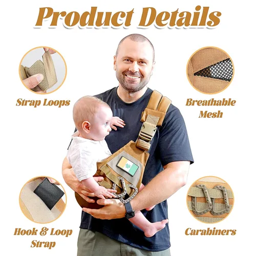 Miniatura 3 de Portabebés con Eslinga, Transportador Ajustable para Niños Pequeños con Asientos de Cadera y Mosquetones para Bebés de 3-48 Meses 10-30 Libras Niños