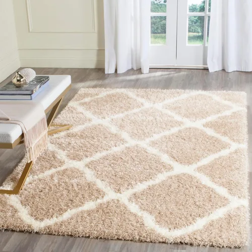 Miniatura 7 de SAFAVIEH Colección Montreal Shag SGM866C Trellis que no desprende pelusa para sala de estar, dormitorio, comedor y entrada, alfombra decorativa