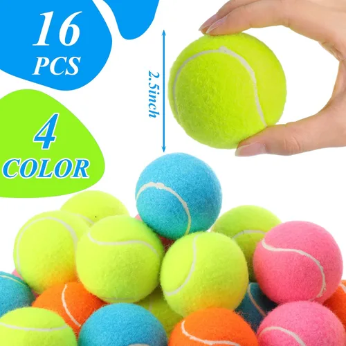 Miniatura 4 de Skylety 16 pelotas de tenis chirriantes de 2.5 pulgadas a granel para perros, pelotas de tenis flotantes, suministros de juego para perros, juguetes