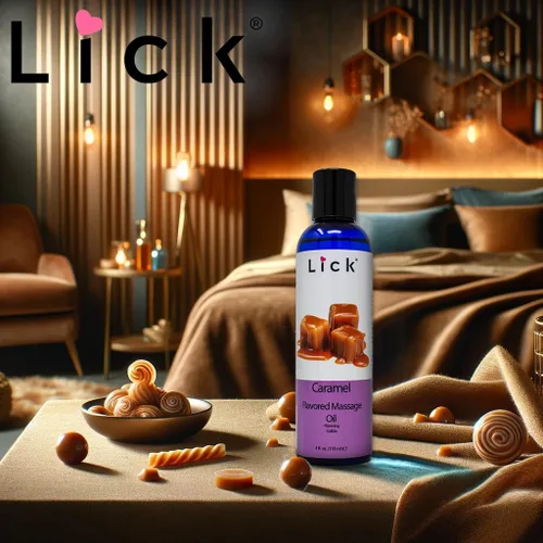 Miniatura 2 de Lick Aceite de masaje con sabor a caramelo, aceite de masaje comestible de postre cálido con vitamina E, textura suave y segura para el cuerpo