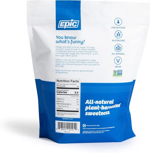 Miniatura 2 de Epic Edulcorante 100% xilitol, bolsa con cremallera de 5 libras de sustituto de azúcar de xilitol para hornear y cocinar, seguro para diabéticos