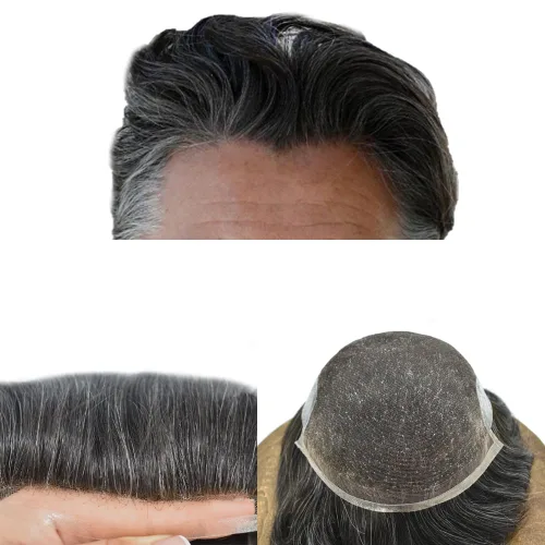 Miniatura 25 de Tupé para hombre, cabello humano real, suave encaje suizo frontal, tupé para hombres, sistema de cabello, extensiones capilar para hombre