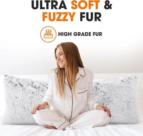 Miniatura 2 de Cheer Collection Almohada larga para el cuerpo, almohada larga suave y mullida para sofá y cama, almohada de felpa para dormir de lado, almohada