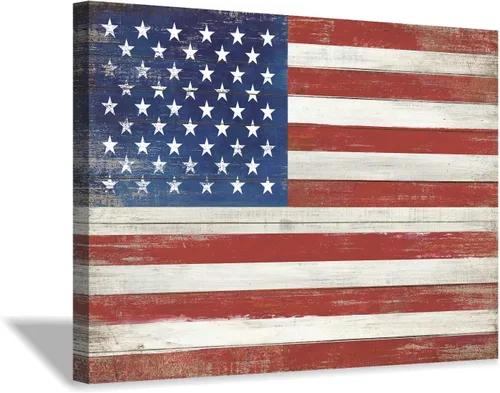 Hardy Gallery Lienzo decorativo para pared, diseño de bandera de Estados Unidos, diseño de estrellas y rayas, para sala de estar, oficina (36 x 24