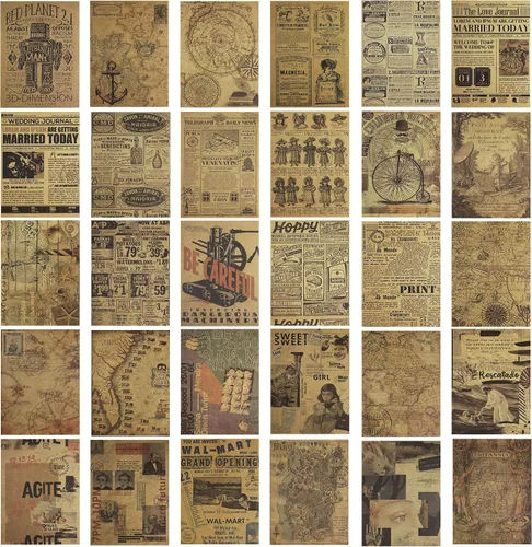 Miniatura 2 de CATaireen - 30 hojas de papel de estraza vintage hecho a mano, 5.8 x 8.2 pulgadas, para manualidades de decoupage (NO repetición, sin adhesivo)