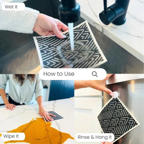 Miniatura 3 de Harps&Seb Paños de cocina suecos para cocina - Paquete de 6, toallas de papel reutilizables con clips, súper absorbentes, lavables, que no rayan