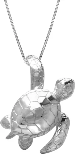 Honolulu Jewelry Company Colgante de plata de ley con diseño de tortuga Honu Ocean Sea Life con cadena de caja de 18 pulgadas, Metal