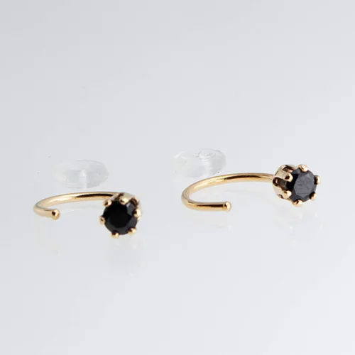 Miniatura 43 de Half Huggie Birthstone Gold Hoop Earrings for Women Tiny Cartilage Stud Piercing Earring Hypoallergenic Earring Screw Back Dainty Hug