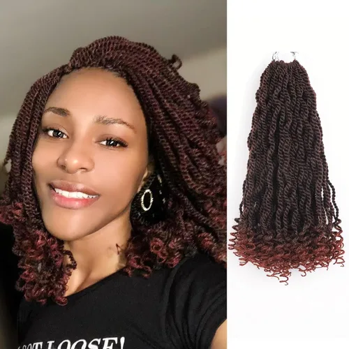 Miniatura 69 de Cabello rubio de ganchillo para mujeres negras, trenzas senegalesas onduladas de ganchillo de 12 pulgadas, trenzas kinky de ganchillo cortas 27613