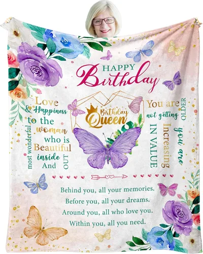 Regalos de cumpleaños para mujeres, regalos de feliz cumpleaños para mujeres, manta decorativa de amistad de 50" x 60", las mejores ideas de regalos
