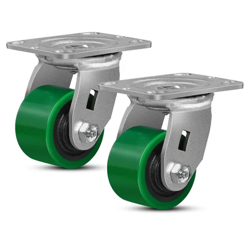 Miniatura 25 de Ruedas giratorias, ruedas industriales de 4 pulgadas resistentes, poliuretano en rueda de acero, ruedas giratorias de placa superior