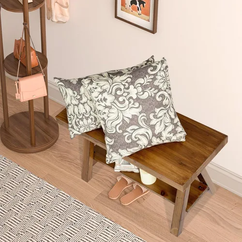 Miniatura 4 de Wnutrees - Banco de madera estilo granja, banco de almacenamiento rústico para interiores, para entrada, sala de estar, comedor, construcción