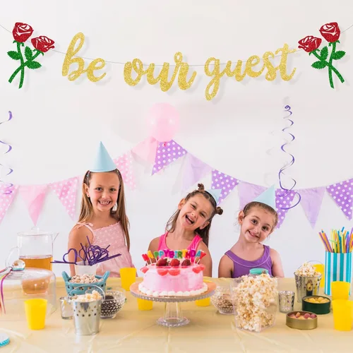 Miniatura 7 de Cartel con texto en inglés «Be Our Guest Beauty and the Beast» para fiestas de despedida de soltera, fiestas de compromiso