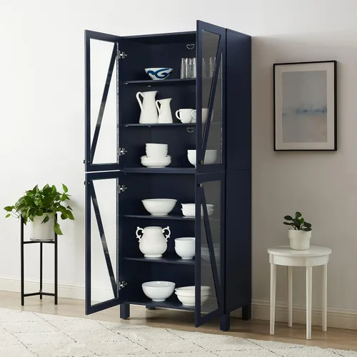 Miniatura 11 de Crosley Furniture Cassai - Armario de almacenamiento alto para despensa con estantes, cocina, comedor o lavandería, color azul marino
