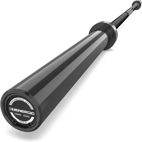 Miniatura 14 de Barra olímpica de 7 pies, capacidad de 1500 libras, carga de 45 libras, disponible para ejercicios en el gimnasio y en casa, levantamiento de pesas