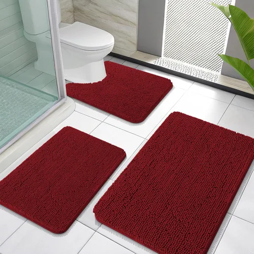 Miniatura 104 de OLANLY Juego de Alfombras de Baño de 3 Piezas, Tapetes de Baño de Chenilla Suave y Absorbente y Alfombra de Contorno en Forma de U para Inodoro