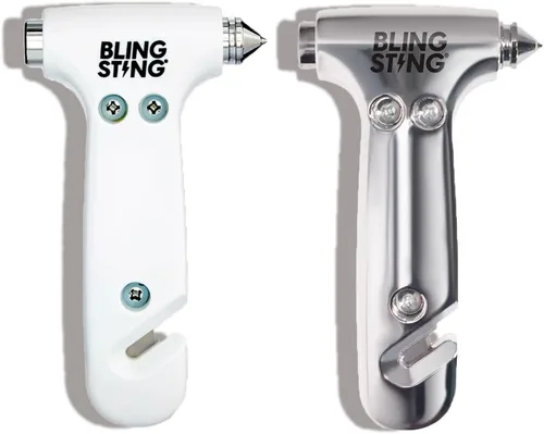 Miniatura 11 de BLINGSTING Martillo de seguridad – Herramienta de escape automotriz de emergencia con rompeventanas, cortador de cinturón de seguridad y correa oro