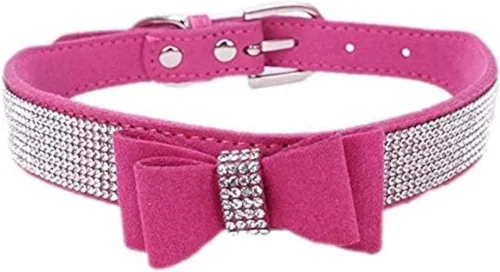 Miniatura 27 de Collares Pequeños para Perros Femeninos, Lindo Cristal de Rinstone con Pajarita de Diamante de Brillo para Cachorros para XXS XS Perros Pequeños